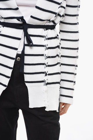 Cardigan in Cotone a Righe con Cintura