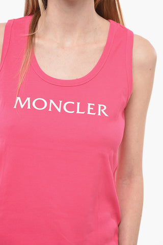 Ribbed Cotton Tank Top with Printed Logo