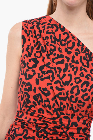 Animal Printed One Shoulder Dress