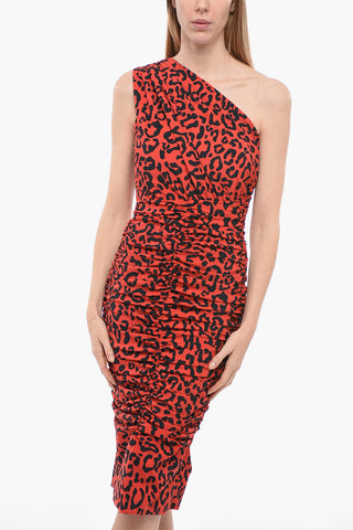 Animal Printed One Shoulder Dress