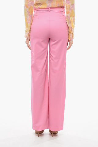 Wool Palazzo Pants with Fringed Details
