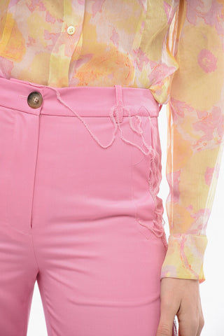 Wool Palazzo Pants with Fringed Details