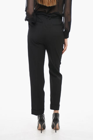 Wool High-waisted Pants with Front Pleats