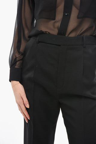 Wool High-waisted Pants with Front Pleats