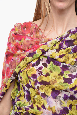 Chiffon DEVORA Asymmetric Dress with Floral Motif