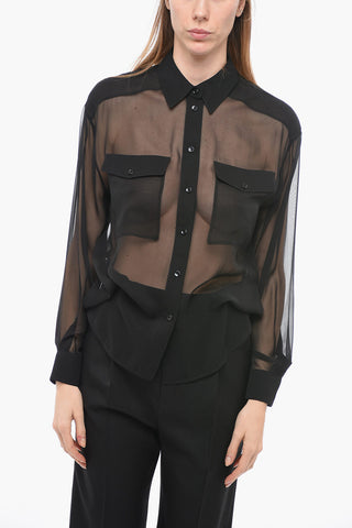 Silk Chiffon Shirt with Patch Pockets