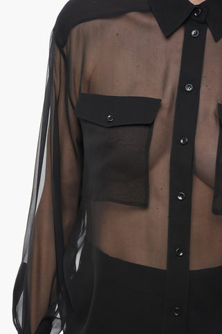 Silk Chiffon Shirt with Patch Pockets