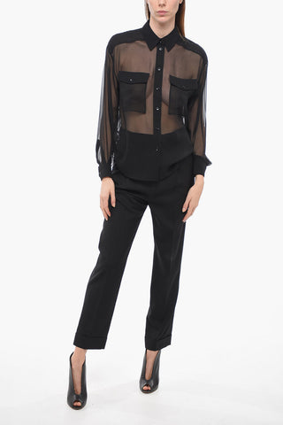 Silk Chiffon Shirt with Patch Pockets