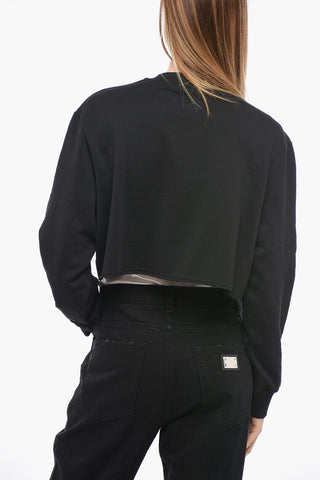 Cotton Cropped Fit Sweatshirt with Raw-cut Bottom