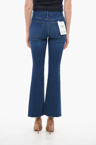Dark Wash Bootcut Denims with Raw-cut Edge 23cm