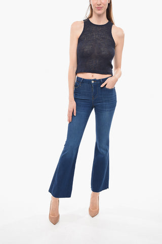 Dark Wash Bootcut Denims with Raw-cut Edge 23cm