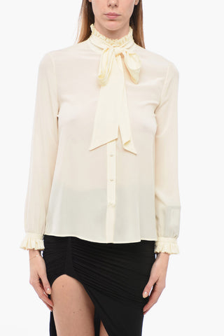 Tie Neck Blouse with Ruffled Details
