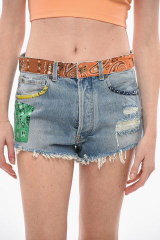 Fringed Bottom Shots with Patchwork Detail
