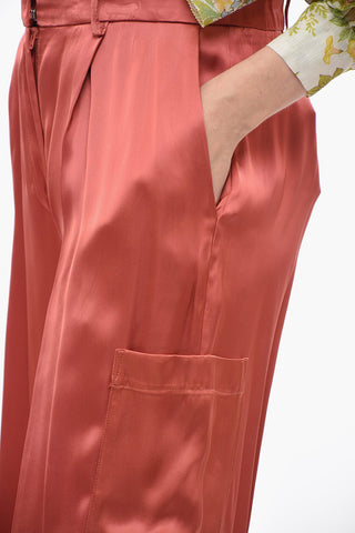 Pantaloni Wide Leg in Satin a Una Pince