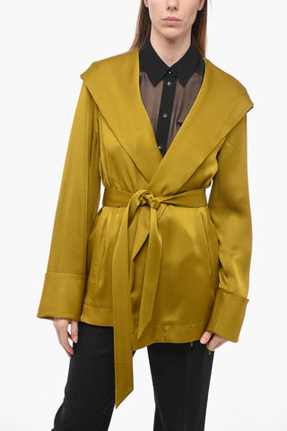 Blazer-Hoodie in Satin con Cintura