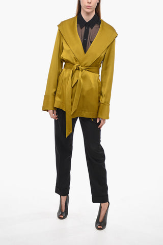 Blazer-Hoodie in Satin con Cintura