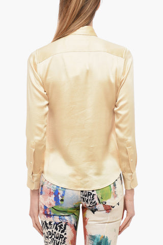 Camicia in Misto Seta con Abbottonatura Nascosta