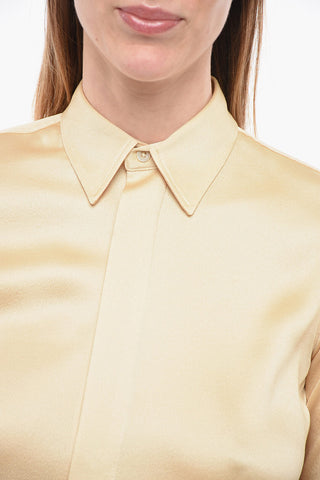 Camicia in Misto Seta con Abbottonatura Nascosta