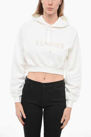 Cropped Fit Hoodie with Embroidered Logo