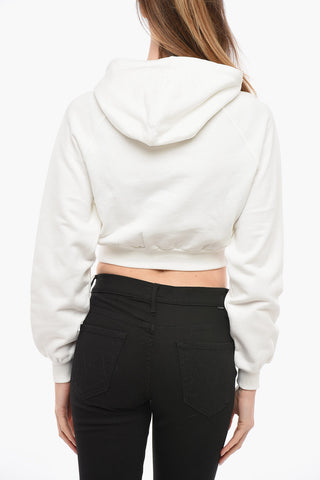 Cropped Fit Hoodie with Embroidered Logo