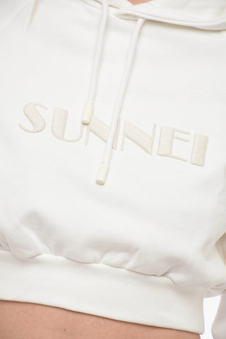 Cropped Fit Hoodie with Embroidered Logo