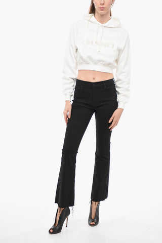 Cropped Fit Hoodie with Embroidered Logo