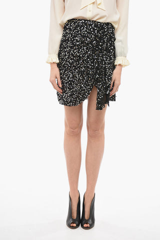 Sequin GISSOLYA Skirt with Draped Detailing