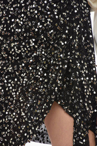 Sequin GISSOLYA Skirt with Draped Detailing