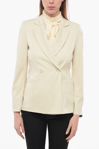 Blazer Doppiopetto in Jersey con Tasche a Toppa