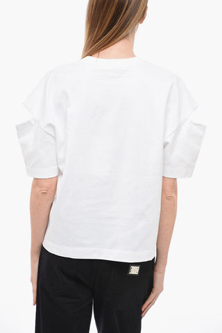 T-Shirt Girocollo in Cotone con Dettagli Cut-out