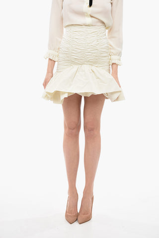 Ruched Miniskirt with Ruffles