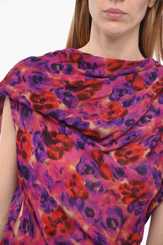 Chiffon DEVORA Asymmetric Dress with Floral Motif