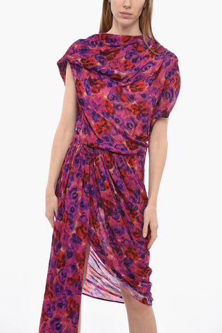 Chiffon DEVORA Asymmetric Dress with Floral Motif