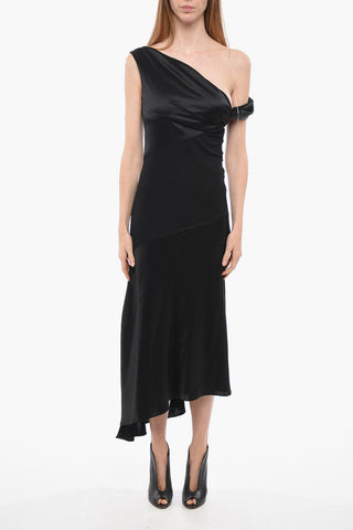Draped Satin Maxidress with Curled Strap