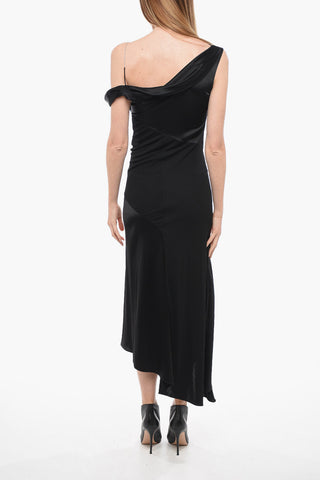 Draped Satin Maxidress with Curled Strap