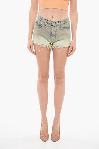 Distressed Denim Shorts with Frayed Hem