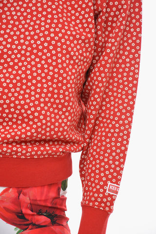 Crew Neck Cotton Sweatshirt with Floral Motif