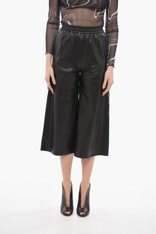 Leather Gaucho Pants with Embossed Logo