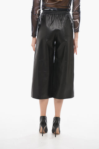 Leather Gaucho Pants with Embossed Logo