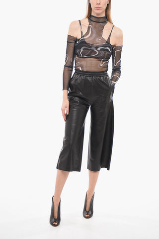 Leather Gaucho Pants with Embossed Logo