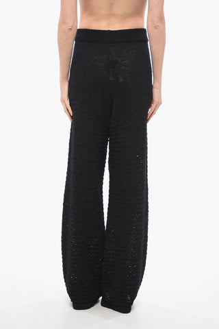 Drawstring Waist Perforated Palazzo Pants
