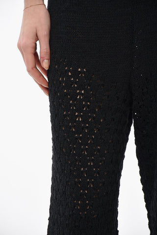Drawstring Waist Perforated Palazzo Pants
