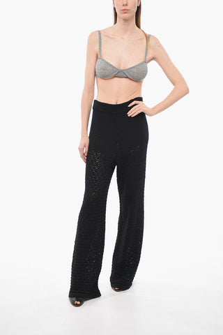 Drawstring Waist Perforated Palazzo Pants