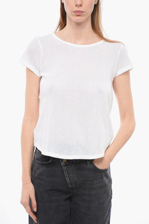 Rundhals-T-Shirt mit Allover-Lochmuster