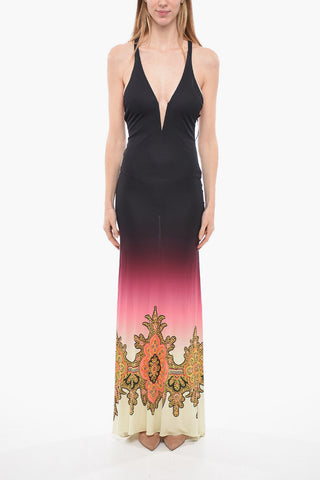 Gradient Longline Dress with Paisley Print