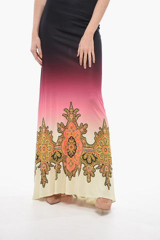 Gradient Longline Dress with Paisley Print