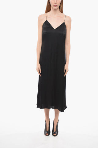 Satin Slip Dress with Jeweled Straps