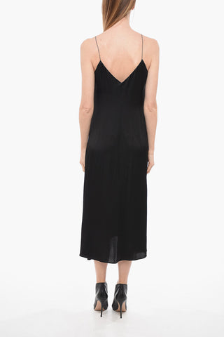 Satin Slip Dress with Jeweled Straps