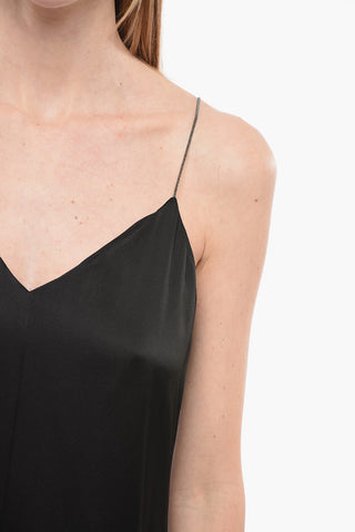 Satin Slip Dress with Jeweled Straps