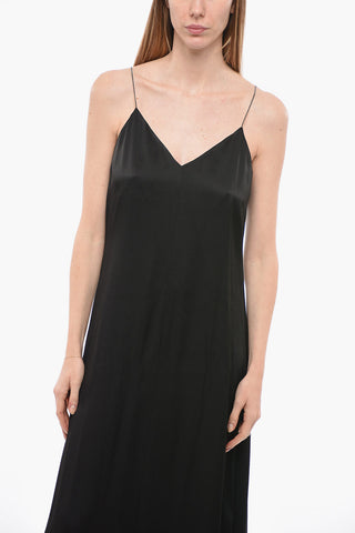 Satin Slip Dress with Jeweled Straps